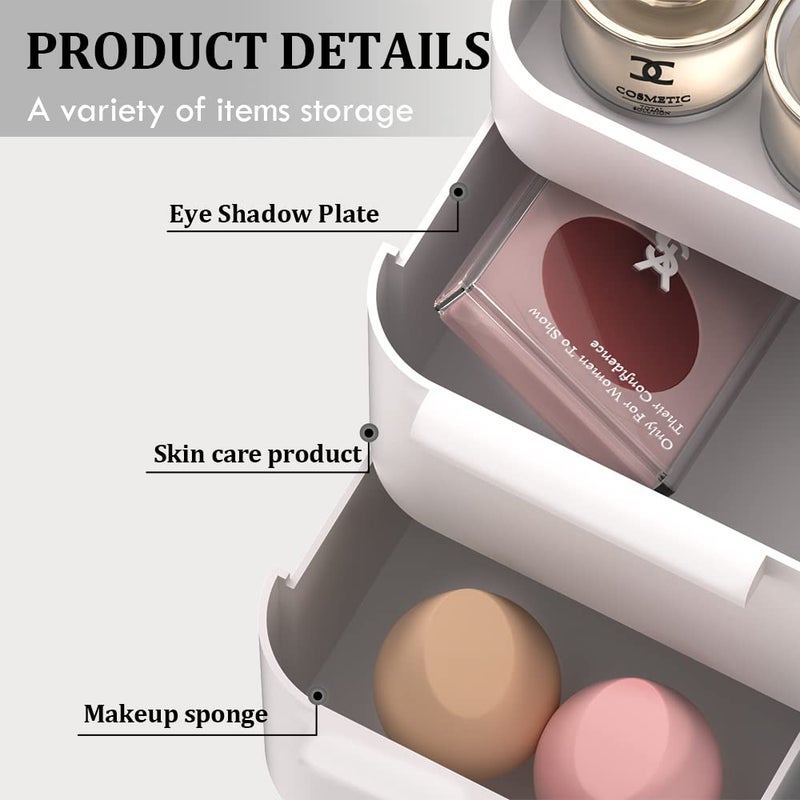CHANCETSUI Makeup Organizer With Drawers, Makeup Desk Organizer, Bathroom Countertop Organizer for Cosmetics, Vanity Holder for Lipstick, Makeup Brush Holder/Organizer (White) - Image 5